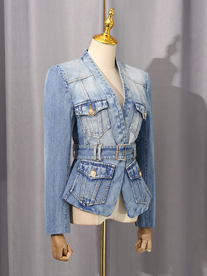 New trendy style belt with slim-fit design long-sleeved jacket  DLZNZ26005S