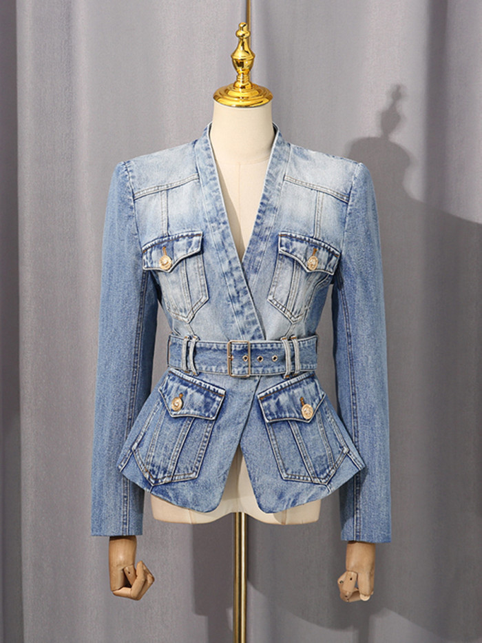 New trendy style belt with slim-fit design long-sleeved jacket  DLZNZ26005S