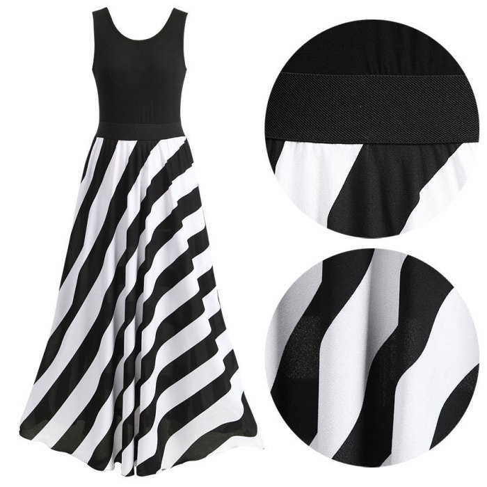 Sleeveless striped trendy fitted beach top dress DLZQZ0301M