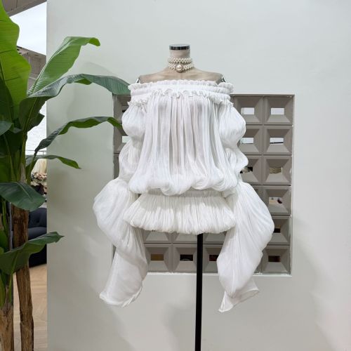 Apring Autumn Green Off-Shoulder Puff Sleeve Dress Women Loose Long Sleeves Mini Dress Base Shorts Dresses New  DLZ1015