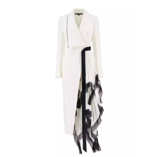  Fashion Women's Blazer Skew Collar Asymmetric Pleating Mesh Spliced Slim Designer Suit Jackets Autumn  New Tide 7AB4740