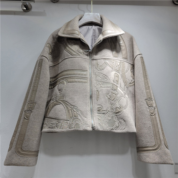 New heavy-duty embroidered patchwork woolen women's short coat   ZH449004