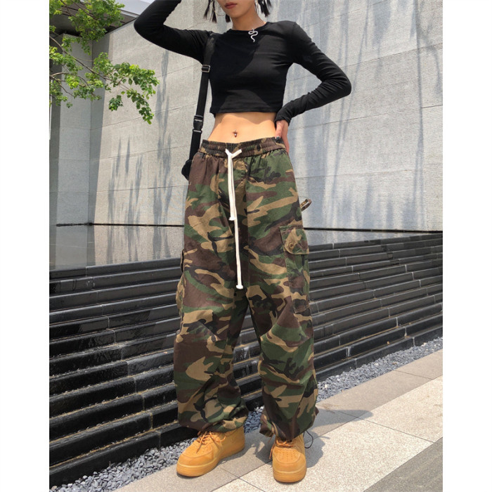 High street retro hip-hop camouflage work pants that flatter the figure  DLZmc1709