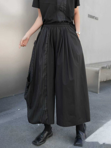 Fashionable skirt pants with unique design, patchwork stripes, and a stylish style. DLZ130201