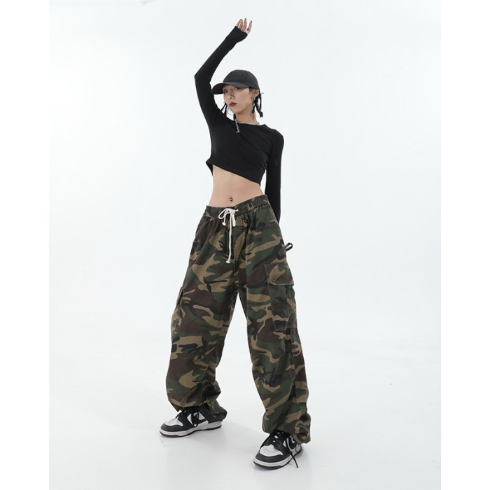 High street retro hip-hop camouflage work pants that flatter the figure  DLZmc1709