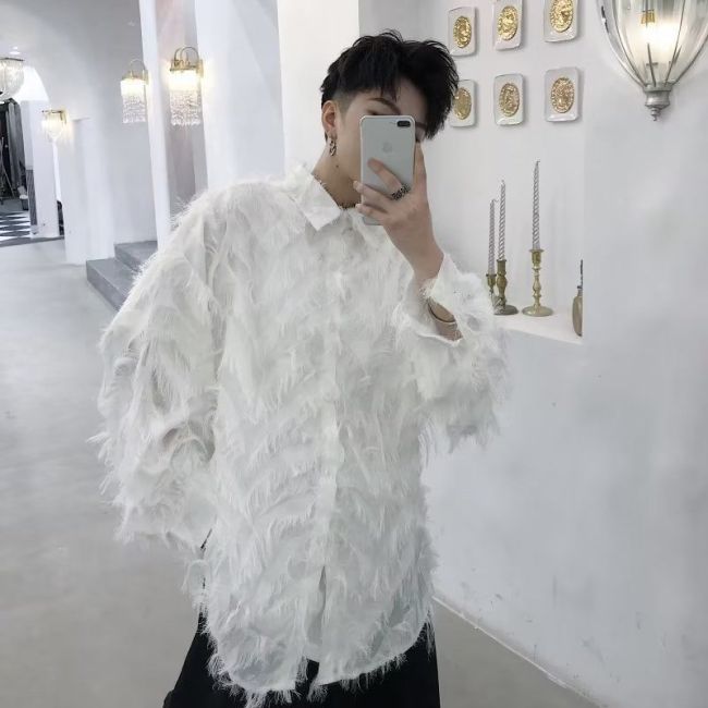 Feathered long-sleeved design shirt DLZY250