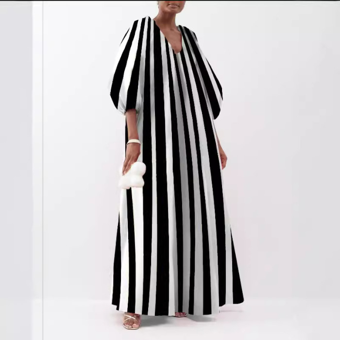 Printed V-neck dress  DLZQZ4406