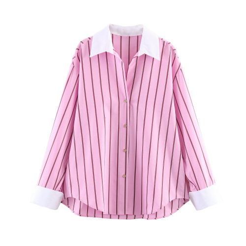New style polo shirt with contrasting collar and loose cuffs, versatile and suitable for all occasions.  DLZCS4911