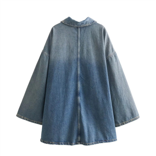 New women's clothing - simple and fashionable, versatile style, V-neck, loose-fitting denim dress  1DH542505