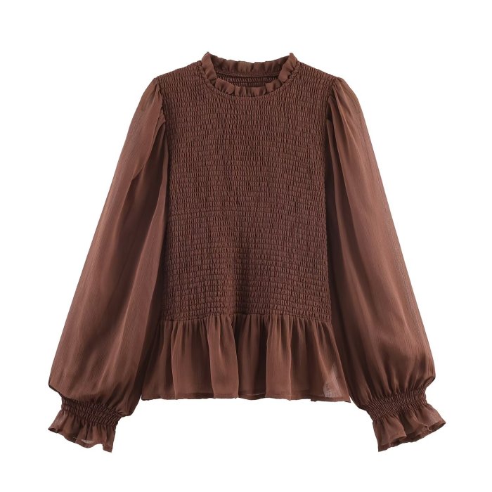 New model honeycomb elastic slim-fit long-sleeved shirt - versatile and stylish top coat DLZTT3116