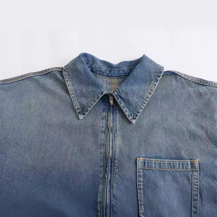 New women's clothing - simple and fashionable, versatile style, V-neck, loose-fitting denim dress  1DH542505