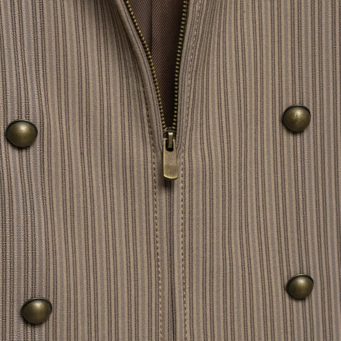 Retro-style slim double-breasted striped suit jacket  DLZWT26818