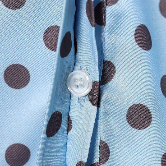 New slim-fit lace-up stylish and versatile satin polka dot shirt  DLZCS17205