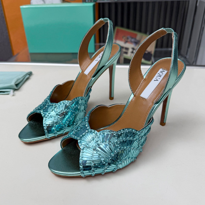 Mermaid-style pointed-toe and thin-soled women's shoes with high-quality genuine leather sole and a 10cm heel.   ZH627
