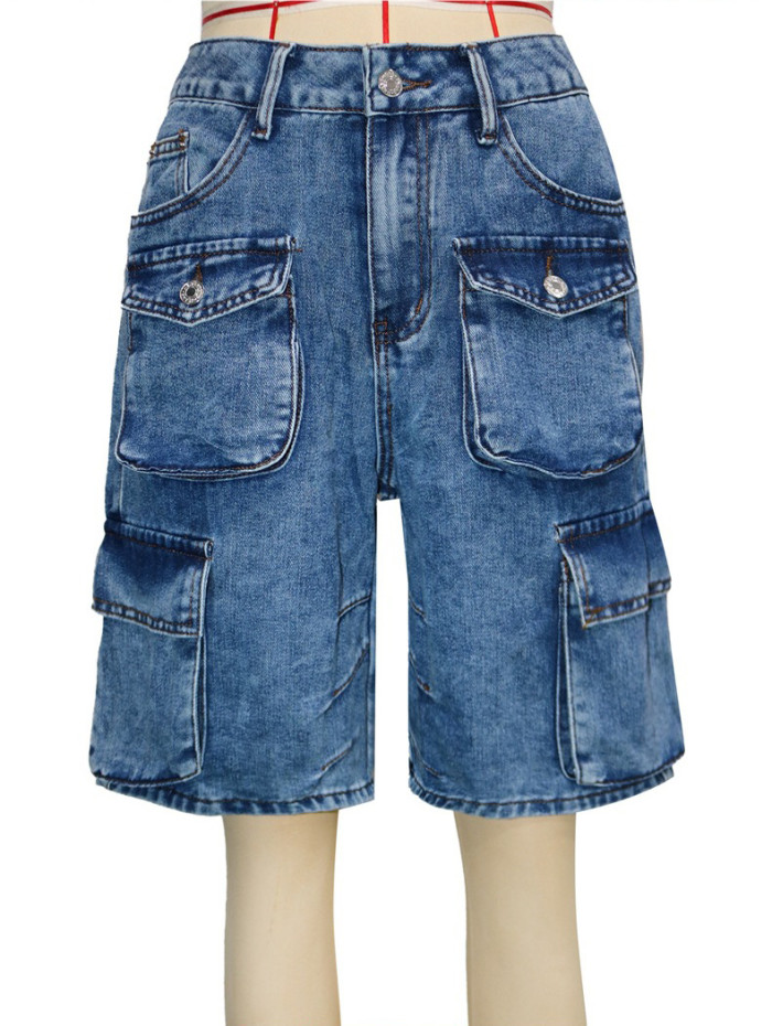 Fashionable multi-pocket straight-leg jeans  DLZ13805 