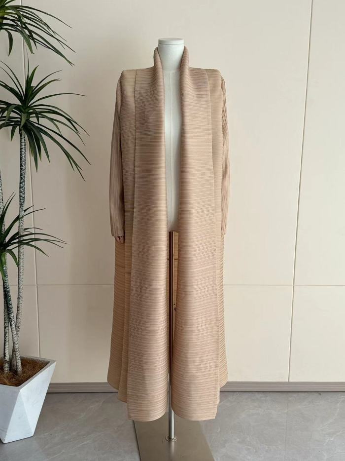 Ruffled tie-style long coat   DLZ905