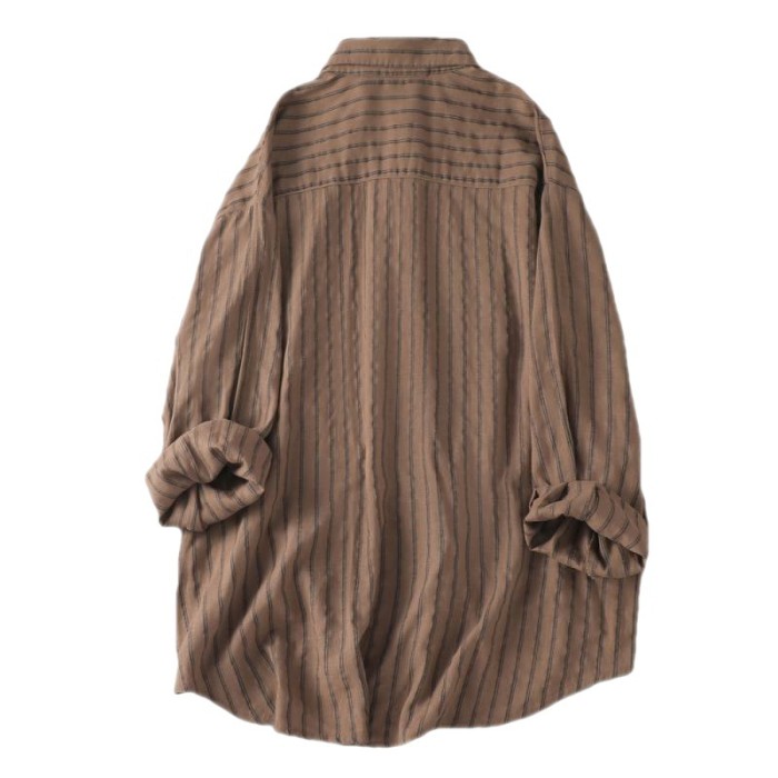 Linen slimming style striped cotton shirt  DLZC280