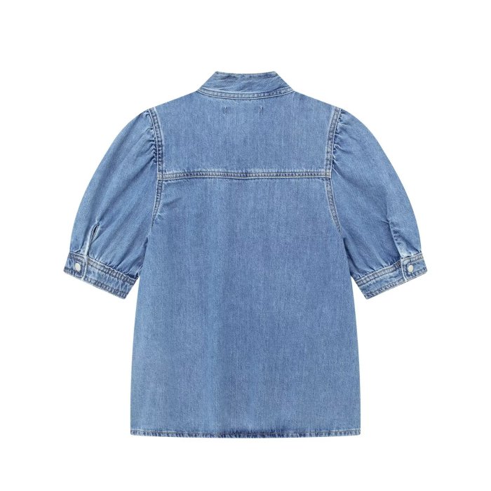 Bows embellished denim shirt  DLZN1405