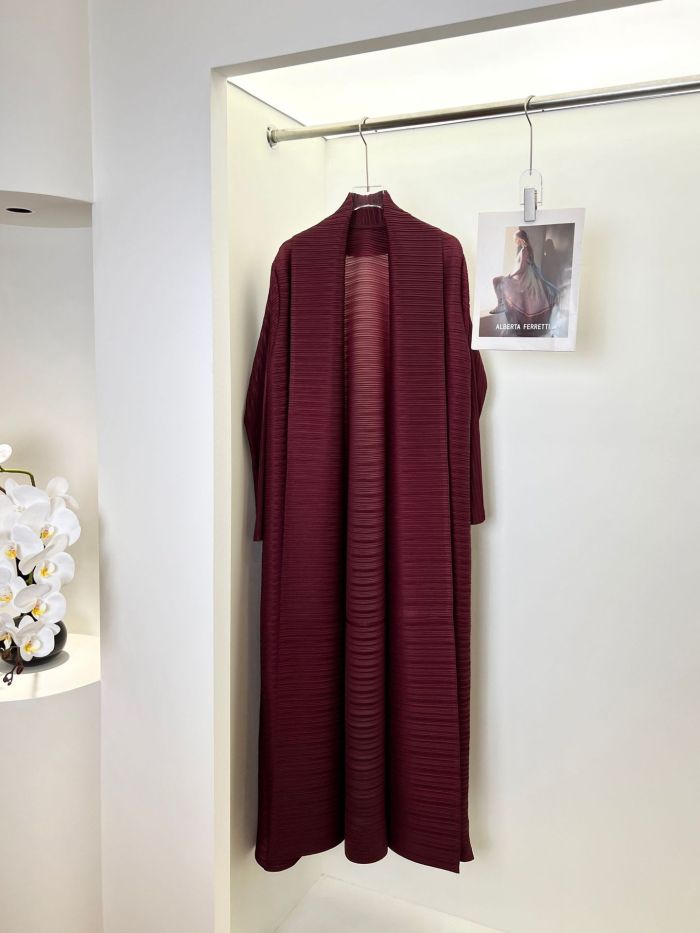 Ruffled tie-style long coat   DLZ905