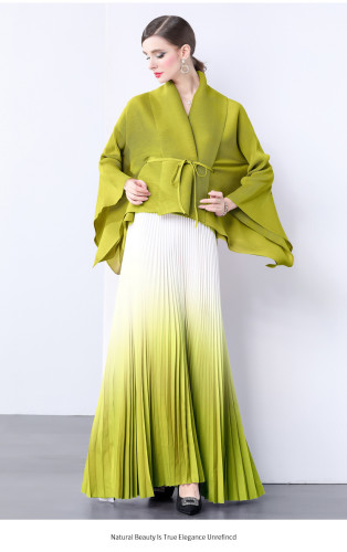 New trendy strapless batwing-sleeve top + gradient color midi skirt two-piece set  DLZ16406
