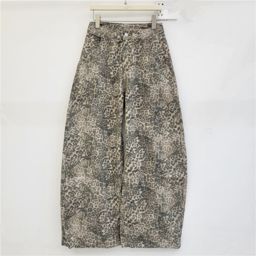 Three-dimensional stitched curved knife print pants for women with a loose silhouette, featuring a stylish and casual design.  DLZBW309