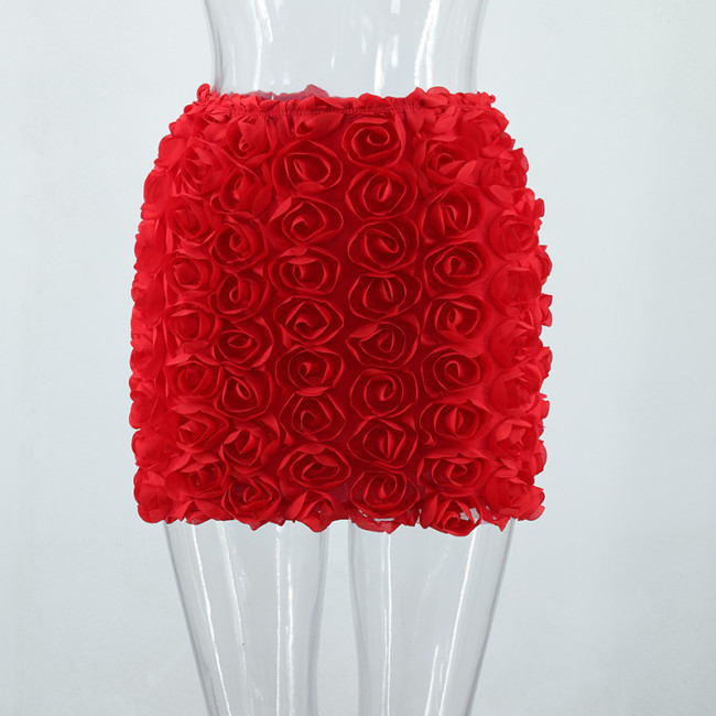 Three-dimensional flower ultra-short midi skirt  DLZB5510