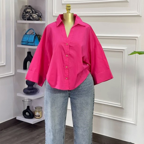 New trendy button-down loose design casual shirt for a unique and laid-back look  DLZCS2640