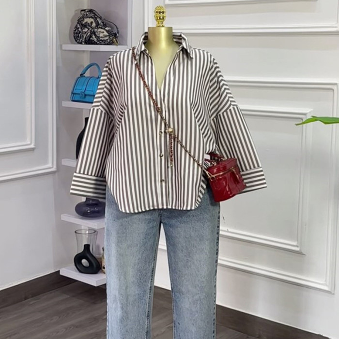 New trendy button-down loose design casual shirt for a unique and laid-back look  DLZCS2640