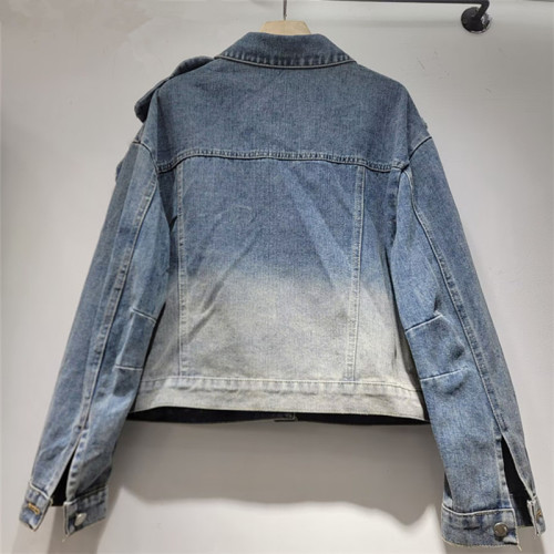 Women's Denim Coat 3D Flower Design Gradient Single Breasted Long Sleeve Short Jackets  Spring New Fashion    DLZ633405