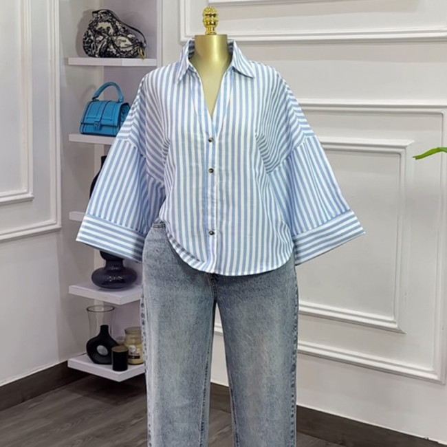New trendy button-down loose design casual shirt for a unique and laid-back look  DLZCS2640