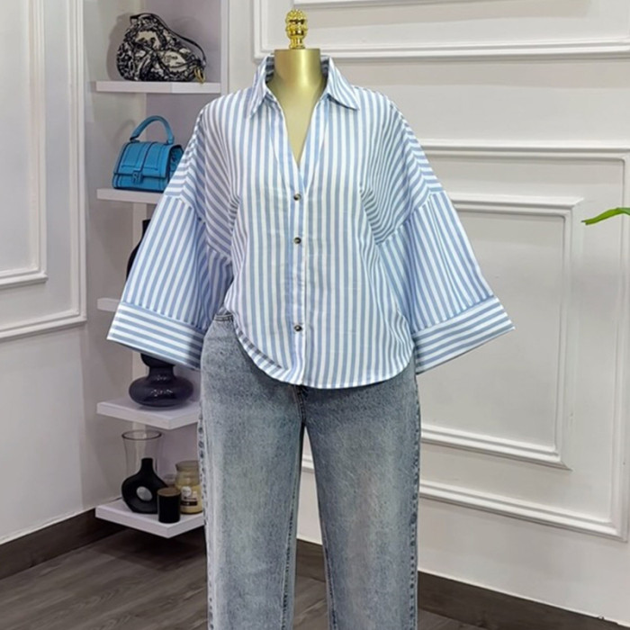 New trendy button-down loose design casual shirt for a unique and laid-back look  DLZCS2640
