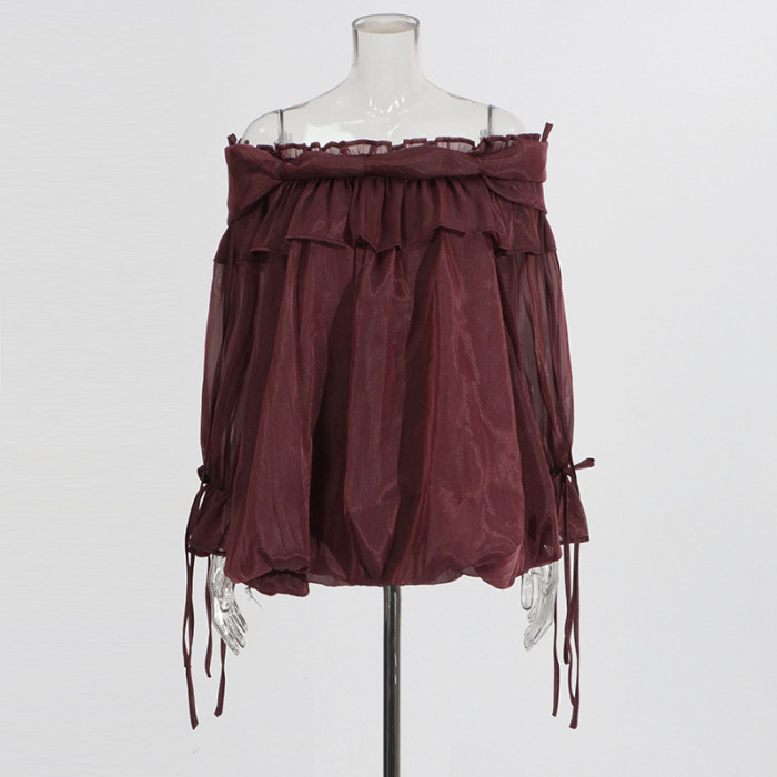 New style shirt with wooden ear cuffs and fashionable design on the collar, suitable for wearing as a top.  DLZ8542