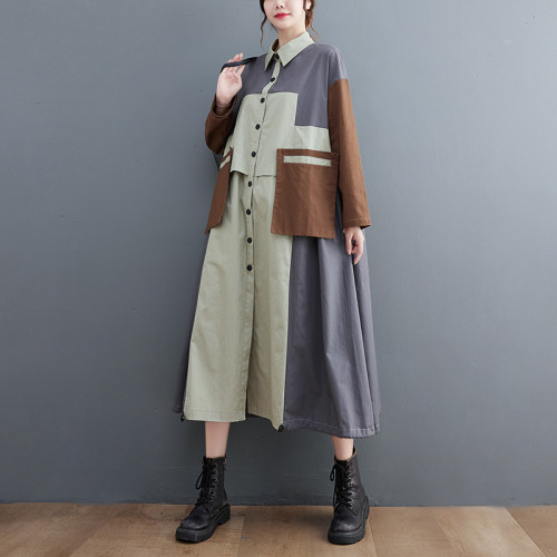 New style European-style plus-size women's multi-color loose-fitting slimming mid-length windbreaker coat in a relaxed style    DLZQ53602