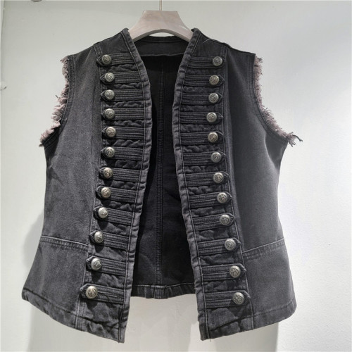New slimming V-neck denim jacket top  DLZMJ4501