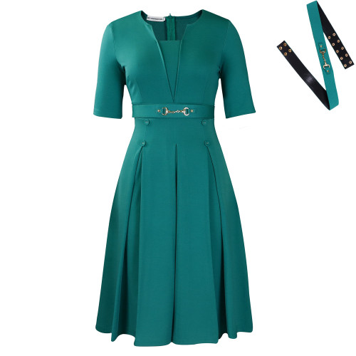 Short-sleeved fashionable and elegant casual pure-color oversized dress DLZQ2615