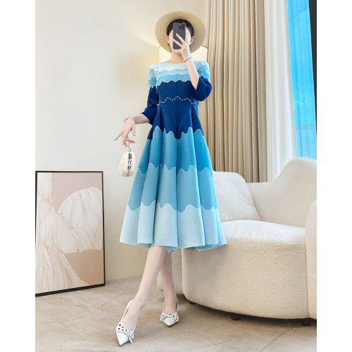 New style slimming flower bud French tea dress, trendy gradient long dress  DLZQ4203