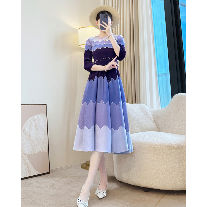 New style slimming flower bud French tea dress, trendy gradient long dress  DLZQ4203