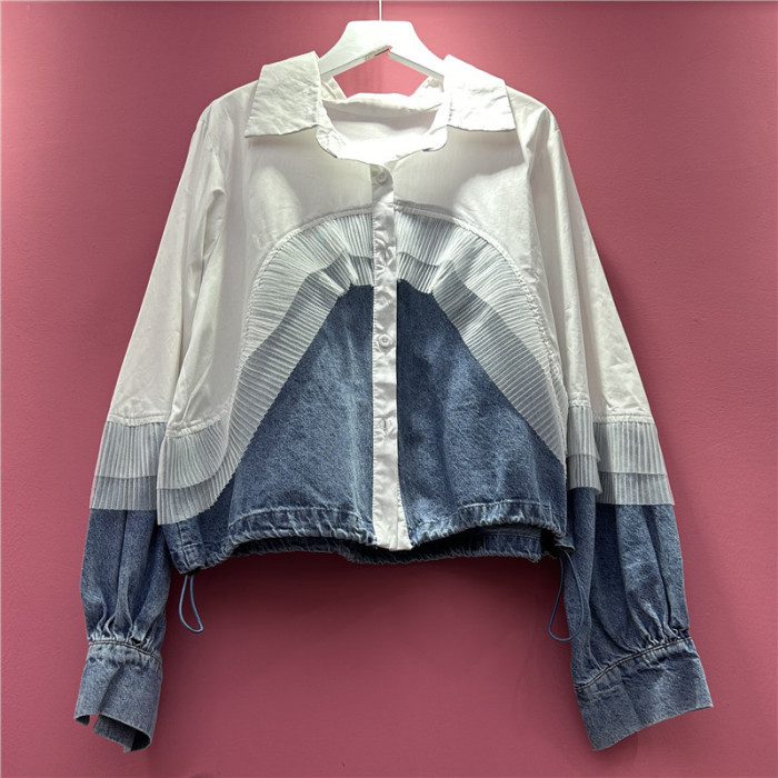 New loose-fitting shirt with patchwork coat   DLZCS940