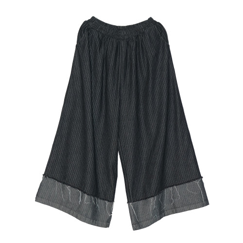 High Elastic Waist Blue Striped Denim Long Wide Leg Jeans Pants New Trousers Women Fashion Tide Spring Autumn  1DJ7211