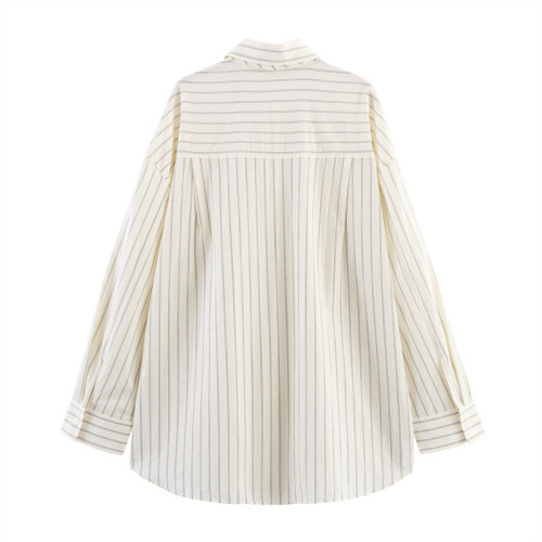 Fashionable casual loose-fitting long-sleeved versatile tie shirt  DLZCS15112