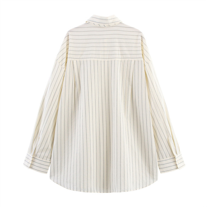 Fashionable casual loose-fitting long-sleeved versatile tie shirt  DLZCS15112
