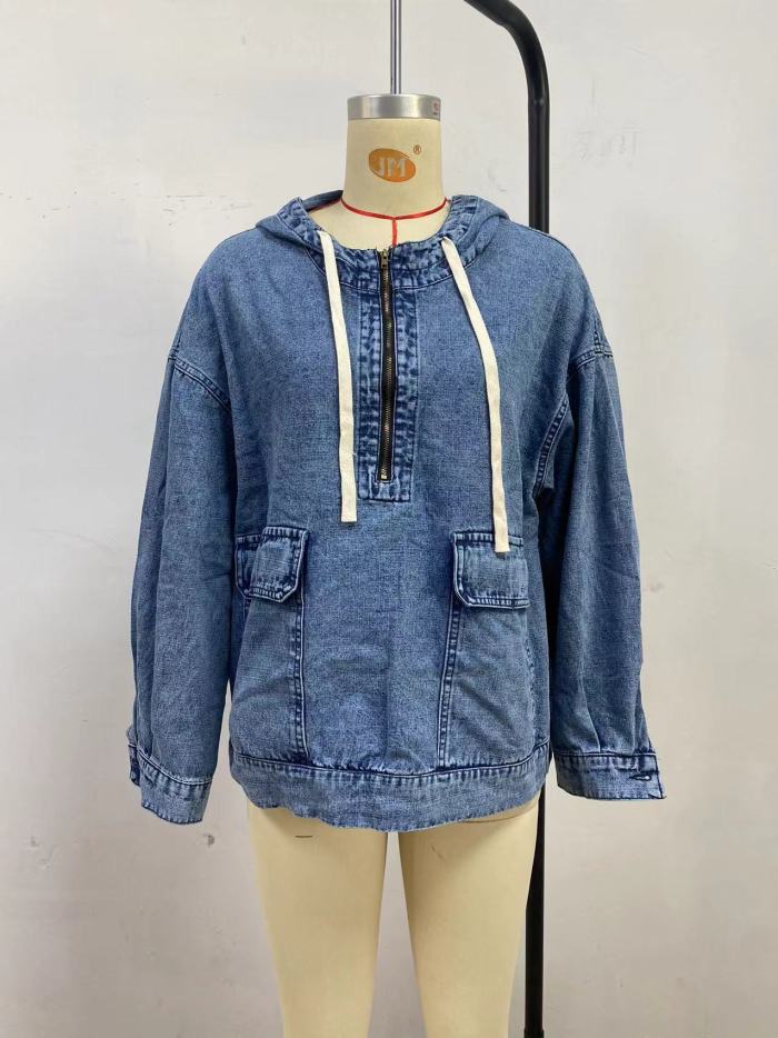New trendy loose-fitting casual denim pullover jacket  DLZN4250
