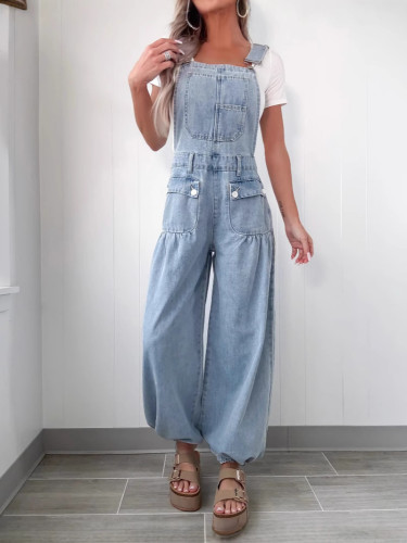 New style fashionable casual loose wide-leg denim drawstring pants  DLZD15505