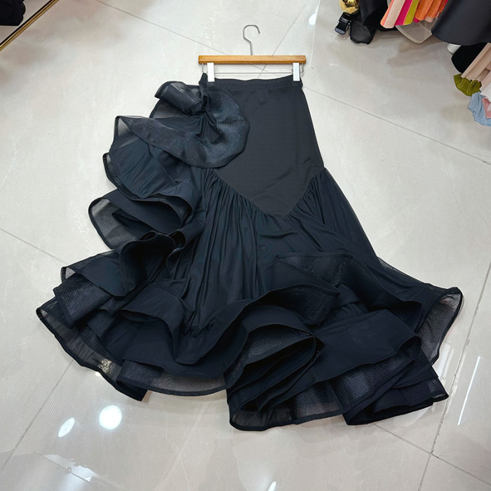  New Autumn And Winter High Waist Asymmetrical Pleated Good Quality Halfbody Party Dress Female Vestido 