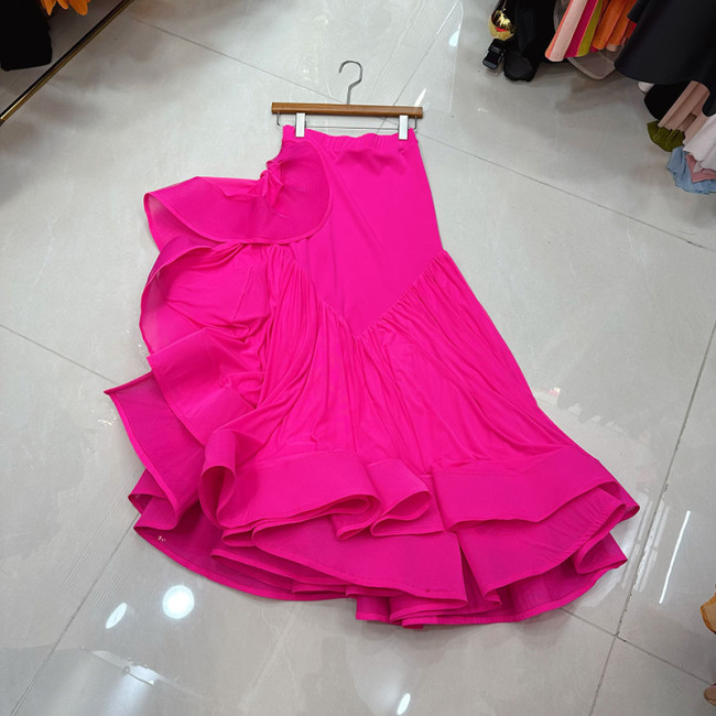  New Autumn And Winter High Waist Asymmetrical Pleated Good Quality Halfbody Party Dress Female Vestido 
