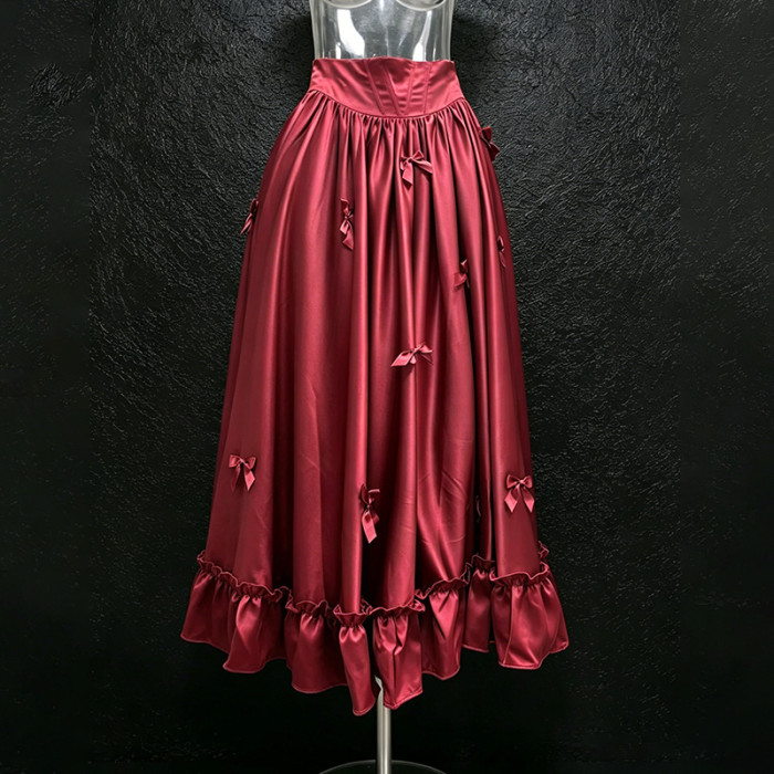 New long halter-neck three-dimensional bow decoration floor-length skirt  DLZBSQ428