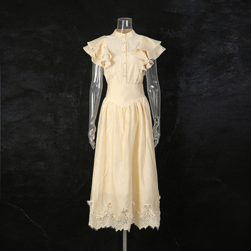 New single-button short-sleeved blouse + high-waisted slimming A-line skirt - a two-piece set  DLZQ430