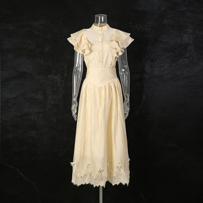 New single-button short-sleeved blouse + high-waisted slimming A-line skirt - a two-piece set  DLZQ430