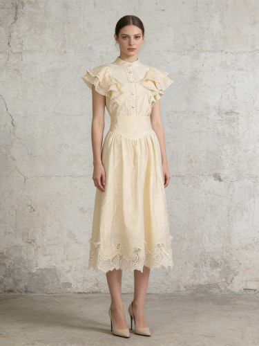 New single-button short-sleeved blouse + high-waisted slimming A-line skirt - a two-piece set  DLZQ430