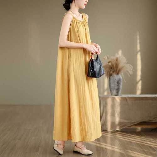 Relaxed and comfortable lazy girl skirt - minimalist sleeveless ultra-long dress DLZQ20680